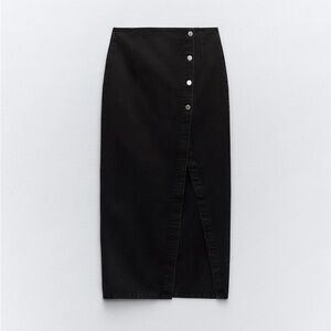 Zara wrap midi Denim skirt black z1975 size XS